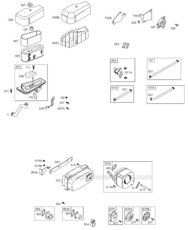 Page F Diagram and Parts List for 0132-E1 Briggs and Stratton Engine